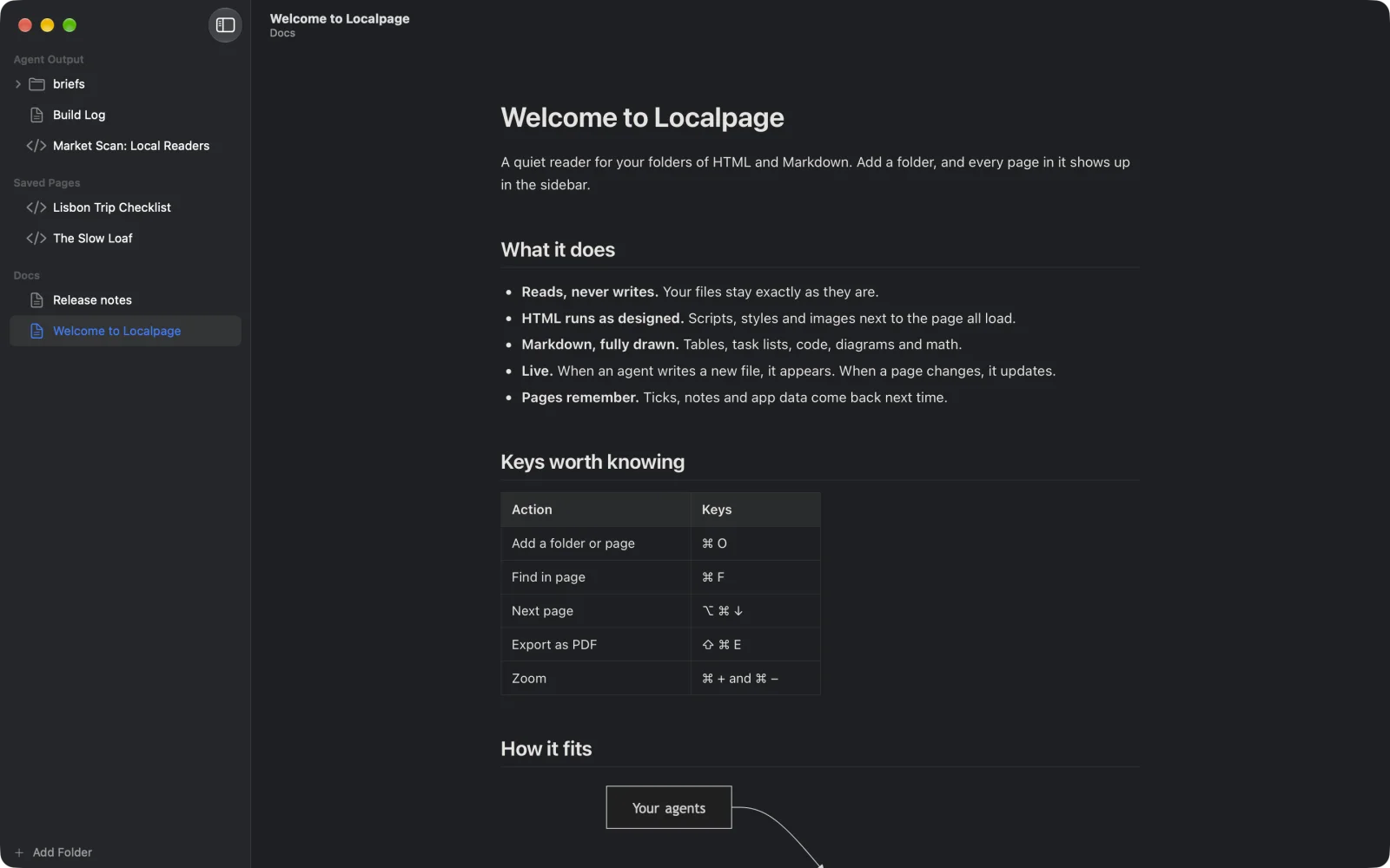 The welcome page in the dark Ink theme