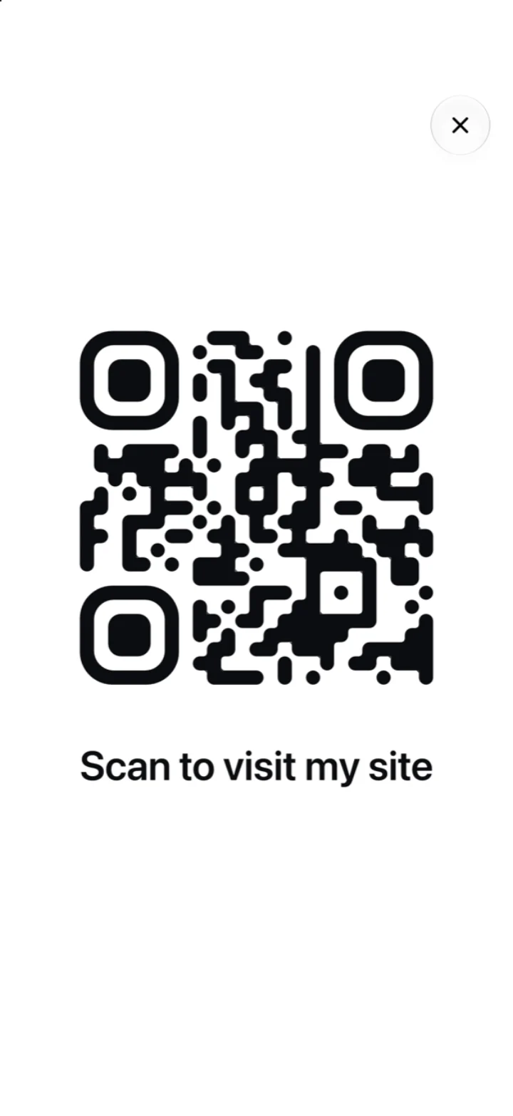 A QR code shown full screen on iPhone